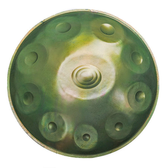 Handpan, gamme la sirena, hexatonique dorien, frequence 432hz, frequence 440hz, hang drum, hang, vert